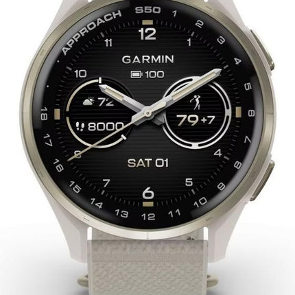 Garmin Approach S50 GPS Golf Smartwatch AMOLED Elfenbein Cremegold 010-03010-01 Neu OVP