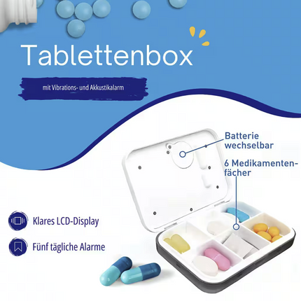 Weinberger Tablettenbox Pillenbox Medikamentenbox mit Alarmfunktion & Vibration