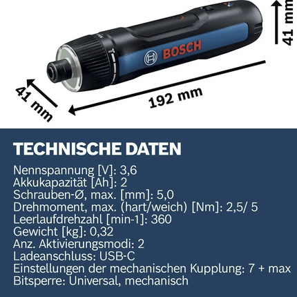 Bosch Akku-Schrauber GO Professional inkl. Koffer, USB-C-Kabel und Bitsatz