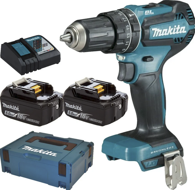 Makita DHP485RTJ Akku-Schlagbohrschrauber-Set 18,0 V, mit 2 Akkus