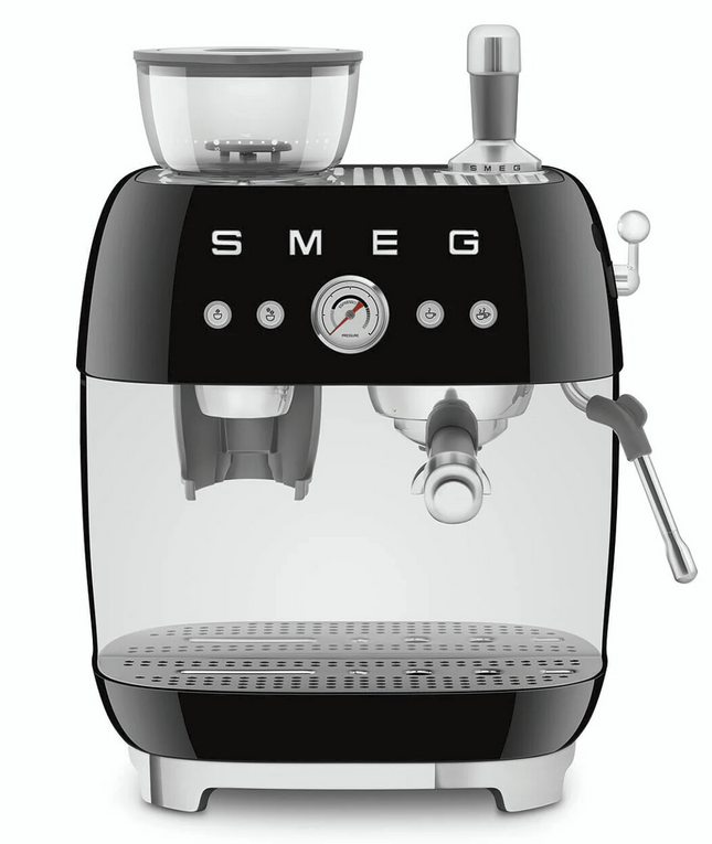 SMEG Espressomaschine mit integrierter Kaffeemühle Siebträger EGF03 schwarz