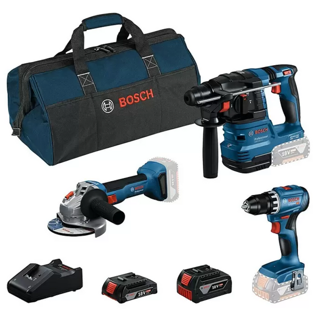 Bosch Professional 3 tlg. Profi-Set / GSR 18V-45 / GBH 18V-22 / GWS 18V-8