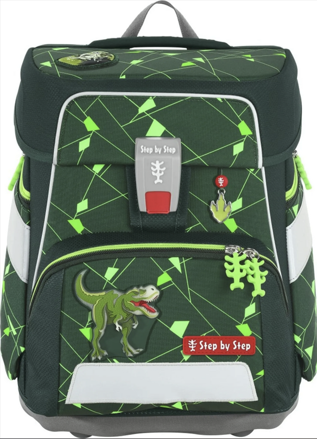 Step by Step Space Shine Schulranzen Set 5 tlg Dino Night Jungen Rucksack Grün