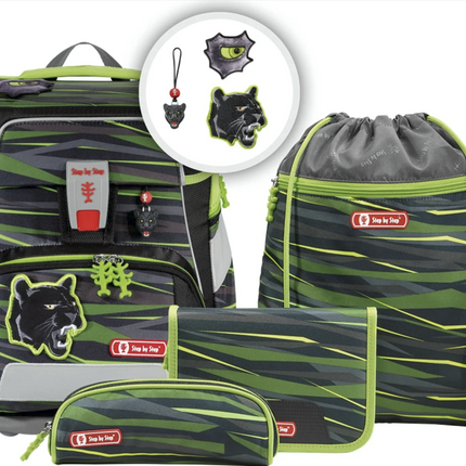 Step by Step Schulranzen Schultasche Set SPACE Wild Cat Chiko 5-tlg Jungen