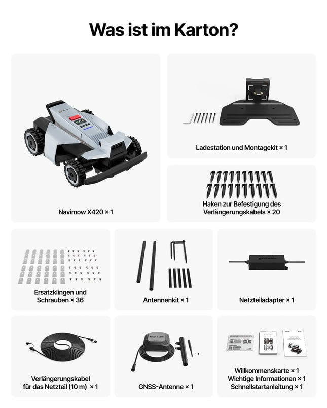 Mähroboter SEGWAY Navimow X420, 43cm/2000m² mit APP, GPS-RTK Technologie, inkl.